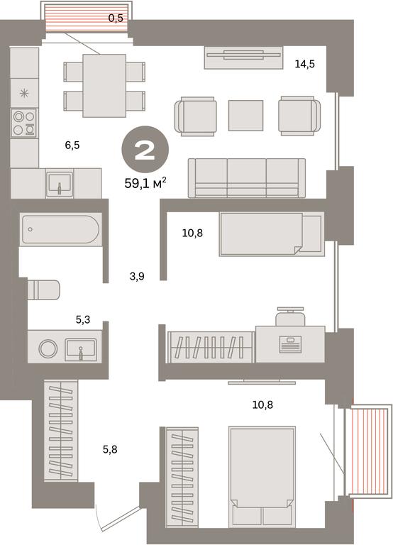 2-BD Apartment Sale, 59.1 sq. m. at Kvartal Metronom, Tagilskaya Street, Moscow, Russia #1 2-BD Apartment Sale, 59.1 sq. m. at Kvartal Metronom, Tagilskaya Street, Moscow, Russia #1