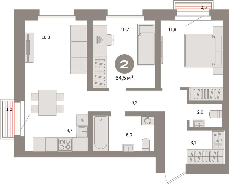 2-BD Apartment Sale, 64.5 sq. m. at Kvartal Metronom, Tagilskaya Street, Moscow, Russia #1 2-BD Apartment Sale, 64.5 sq. m. at Kvartal Metronom, Tagilskaya Street, Moscow, Russia #1