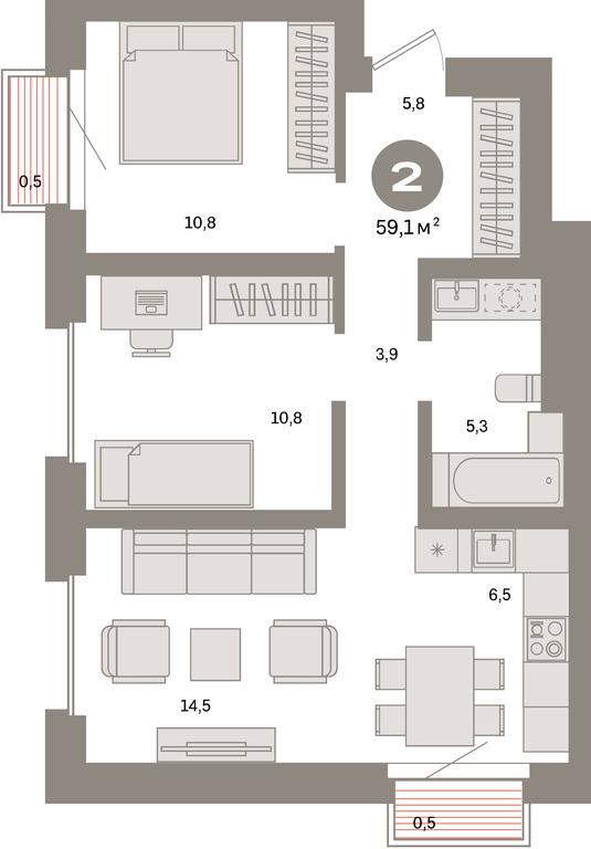 2-BD Apartment Sale, 59.1 sq. m. at Kvartal Metronom, Tagilskaya Street, Moscow, Russia #1 2-BD Apartment Sale, 59.1 sq. m. at Kvartal Metronom, Tagilskaya Street, Moscow, Russia #1