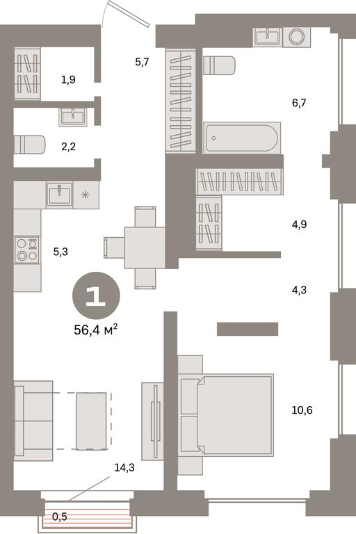 1-BD Apartment Sale, 56.4 sq. m. at Kvartal Metronom, Tagilskaya Street, Moscow, Russia #1 1-BD Apartment Sale, 56.4 sq. m. at Kvartal Metronom, Tagilskaya Street, Moscow, Russia #1
