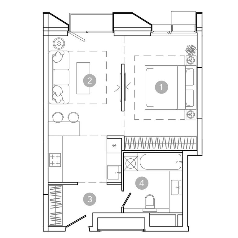 1-BD Apartment Sale, 43.5平方米 at UNO.Sokolinaya Gora, 8th Sokolinoy Gory Street, 26, Moscow, Russia #2