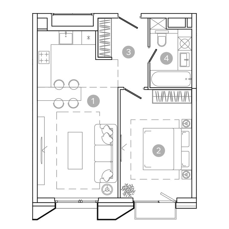 1-BD Apartment Sale, 48.2平方米 at UNO.Sokolinaya Gora, 8th Sokolinoy Gory Street, 26, Moscow, Russia #2