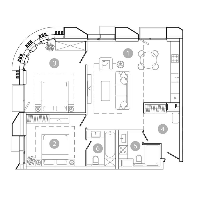 2-BD Apartment Sale, 79.1平方米 at UNO.Sokolinaya Gora, 8th Sokolinoy Gory Street, 26, Moscow, Russia #2
