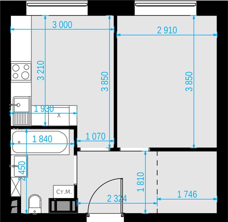 1-BD Apartment Sale, 33.6 sq. m. at Malevich, Otradnaya Street, 8, Moscow, Russia #1