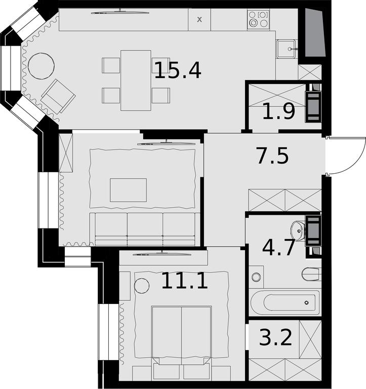 2-BD Apartment Sale, 62.4 sq. m. at Teatralnyi Kvartal, Rotmistrova Street, 2, Moscow, Russia #1