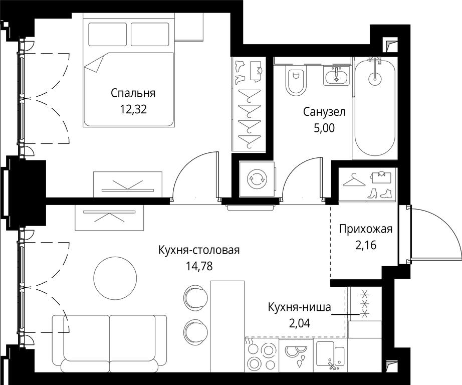 1-BD Apartment Sale, 36.3平方米 at City Bay, Volokolamskoye Highway, 95с3, Moscow, Russia #1 1-BD Apartment Sale, 36.3平方米 at City Bay, Volokolamskoye Highway, 95с3, Moscow, Russia #1