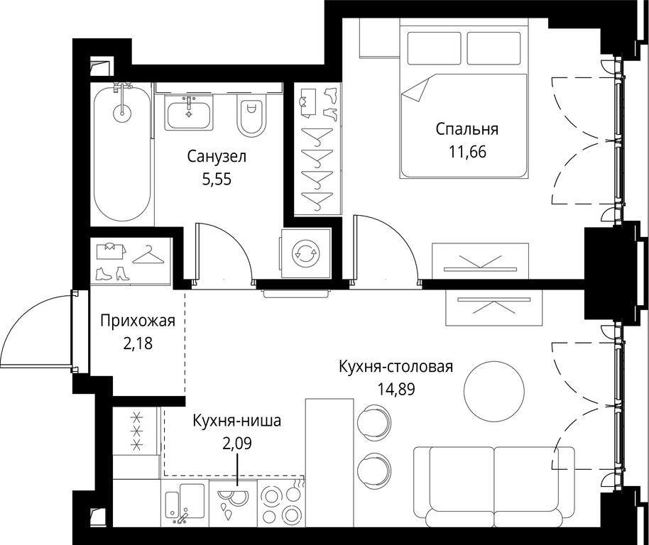 1-BD Apartment Sale, 36.37平方米 at City Bay, Volokolamskoye Highway, 95с3, Moscow, Russia #1 1-BD Apartment Sale, 36.37平方米 at City Bay, Volokolamskoye Highway, 95с3, Moscow, Russia #1