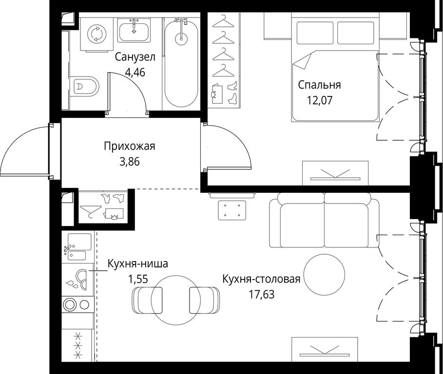 1-BD Apartment Sale, 39.57平方米 at City Bay, Volokolamskoye Highway, 95с3, Moscow, Russia #1 1-BD Apartment Sale, 39.57平方米 at City Bay, Volokolamskoye Highway, 95с3, Moscow, Russia #1