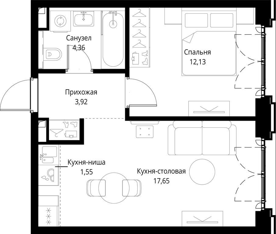 1-BD Apartment Sale, 39.61 sq. m. at City Bay, Volokolamskoye Highway, 95с3, Moscow, Russia #1 1-BD Apartment Sale, 39.61 sq. m. at City Bay, Volokolamskoye Highway, 95с3, Moscow, Russia #1