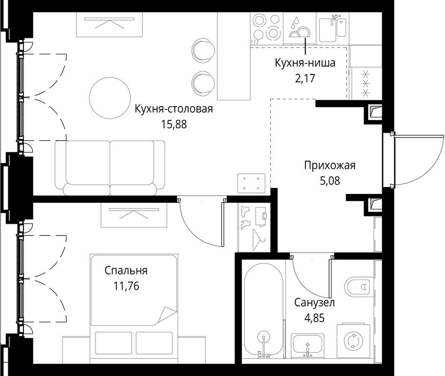 1-BD Apartment Sale, 39.75 sq. m. at City Bay, Volokolamskoye Highway, 95с3, Moscow, Russia #1 1-BD Apartment Sale, 39.75 sq. m. at City Bay, Volokolamskoye Highway, 95с3, Moscow, Russia #1