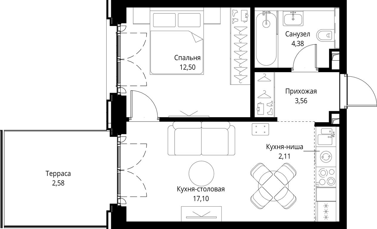 1-BD Apartment Sale, 42.23 sq. m. at City Bay, Volokolamskoye Highway, 95с3, Moscow, Russia #1 1-BD Apartment Sale, 42.23 sq. m. at City Bay, Volokolamskoye Highway, 95с3, Moscow, Russia #1