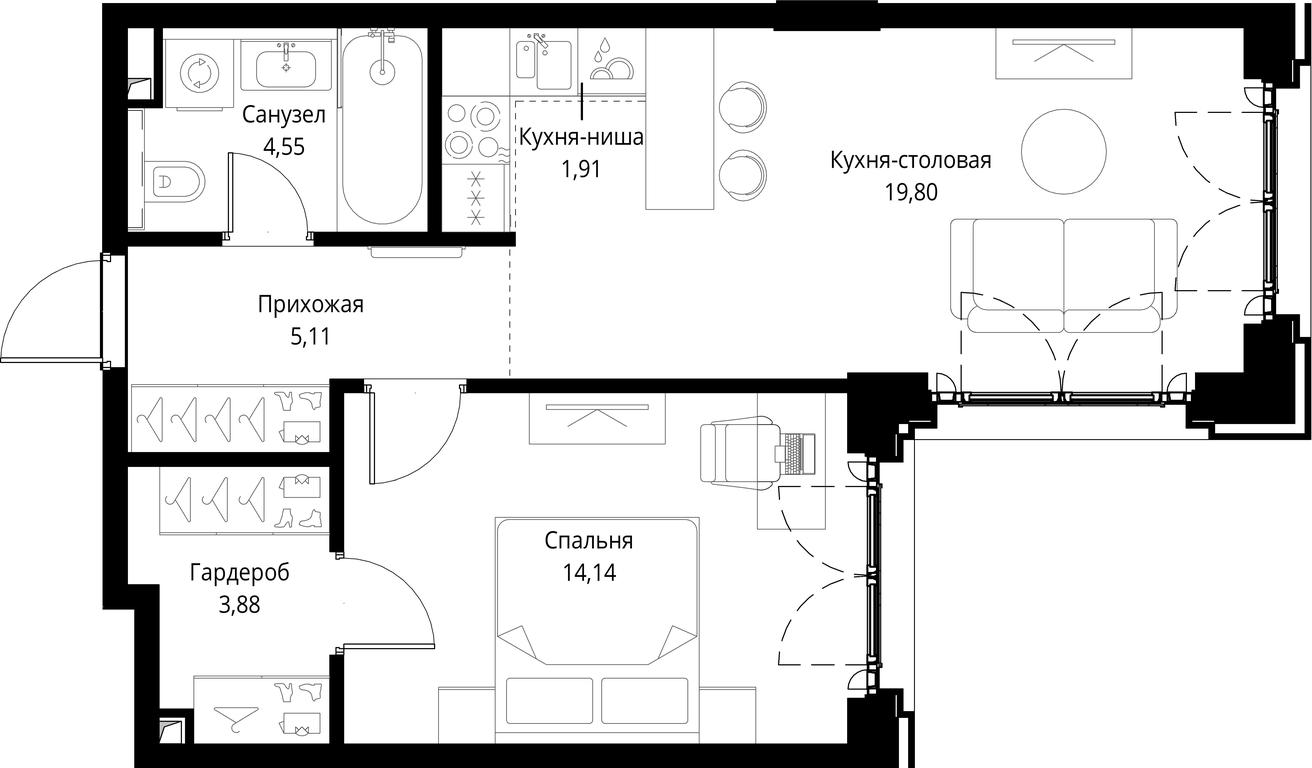 1-BD Apartment Sale, 49.39 sq. m. at City Bay, Volokolamskoye Highway, 95с3, Moscow, Russia #1 1-BD Apartment Sale, 49.39 sq. m. at City Bay, Volokolamskoye Highway, 95с3, Moscow, Russia #1