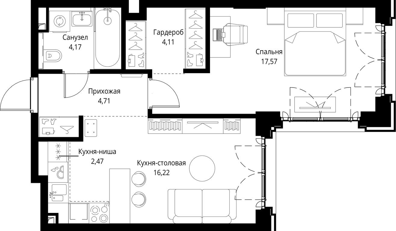 1-BD Apartment Sale, 49.25 sq. m. at City Bay, Volokolamskoye Highway, 95с3, Moscow, Russia #1 1-BD Apartment Sale, 49.25 sq. m. at City Bay, Volokolamskoye Highway, 95с3, Moscow, Russia #1