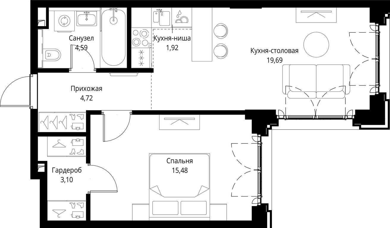 1-BD Apartment Sale, 49.5平方米 at City Bay, Volokolamskoye Highway, 95с3, Moscow, Russia #1 1-BD Apartment Sale, 49.5平方米 at City Bay, Volokolamskoye Highway, 95с3, Moscow, Russia #1