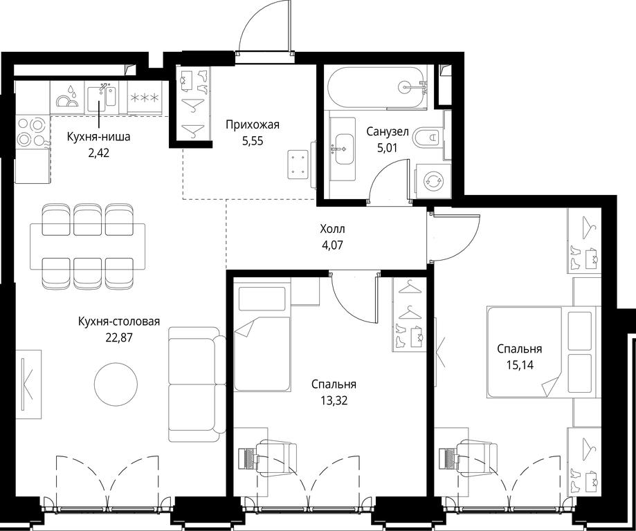 2-BD Apartment Sale, 68.38 sq. m. at City Bay, Volokolamskoye Highway, 95с3, Moscow, Russia #1 2-BD Apartment Sale, 68.38 sq. m. at City Bay, Volokolamskoye Highway, 95с3, Moscow, Russia #1