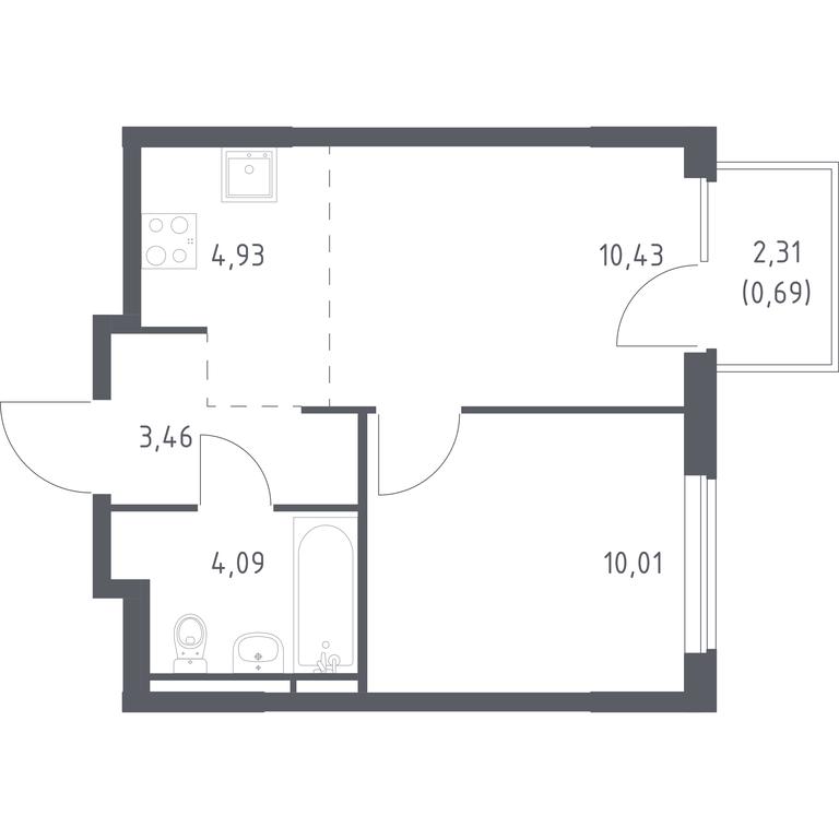 Apartment Sale, 33.61 sq. m. at Mytishchi Park, Silikatnaya ulitsa, 41к3, Mytischi, Moscow Region, Russia #1