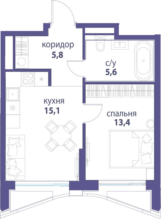 Продажа 1-комн. квартиры, 39,9 м² в ЖК «Символ», проезд Невельского, 6к1, Москва, Россия #1 Продажа 1-комн. квартиры, 39,9 м² в ЖК «Символ», проезд Невельского, 6к1, Москва, Россия #1