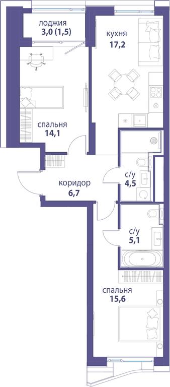 Продажа 2-комн. квартиры, 64,7 м² в ЖК «Символ», проезд Невельского, 6к1, Москва, Россия #1 Продажа 2-комн. квартиры, 64,7 м² в ЖК «Символ», проезд Невельского, 6к1, Москва, Россия #1