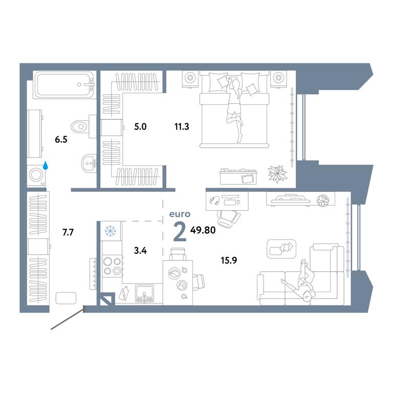 1-BD Apartment Sale, 49.8 sq. m. at Strana.Ozernaya, Ozyornaya Street, 42с7, Moscow, Russia #1