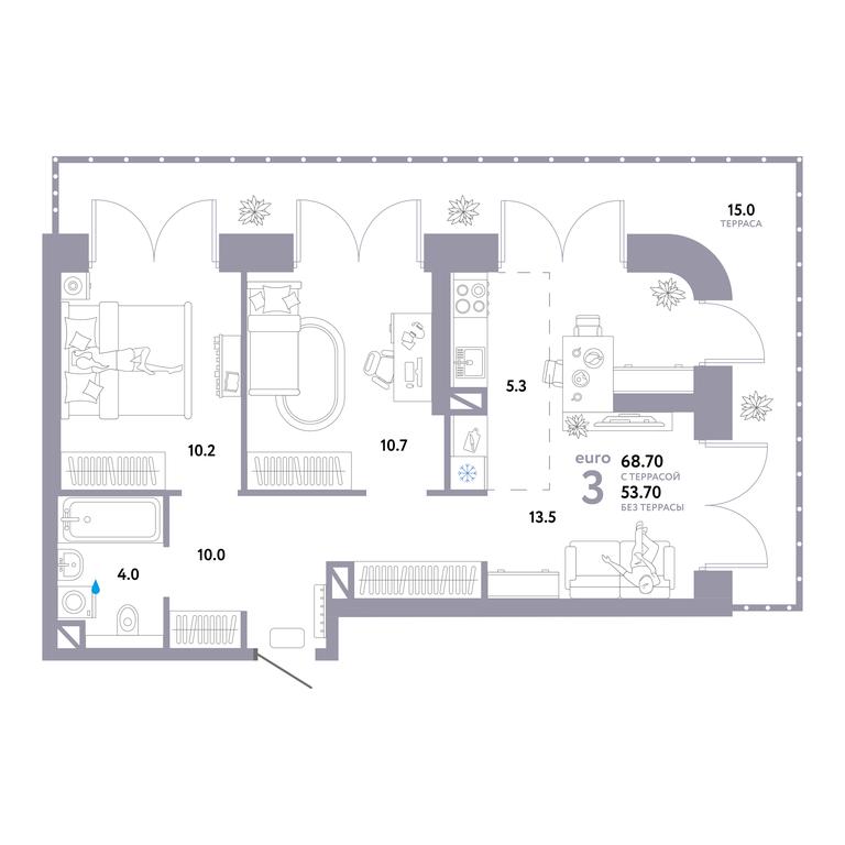 Продажа 2-комн. квартиры, 68,7 м² в ЖК «Страна.Озёрная», Озёрная улица, 42с7, Москва, Россия #1 Продажа 2-комн. квартиры, 68,7 м² в ЖК «Страна.Озёрная», Озёрная улица, 42с7, Москва, Россия #1