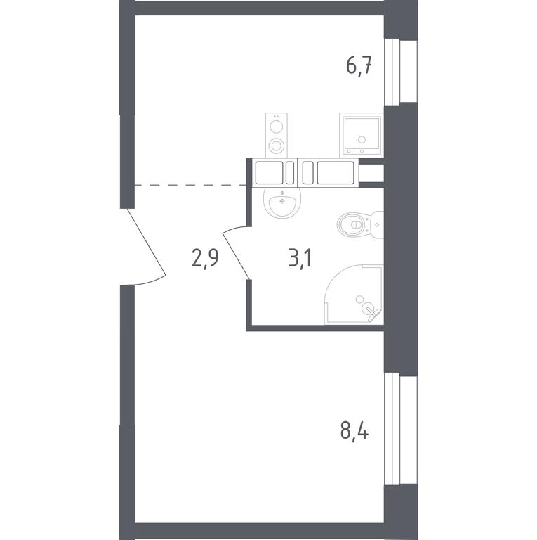 Apartment Sale, 21.1 sq. m. at Olhovy Kvartal, 5-ya ulitsa Lesnyye Polyany, posyolok Gazoprovod, Sosenskoye Settlement, Moscow, Russia #1