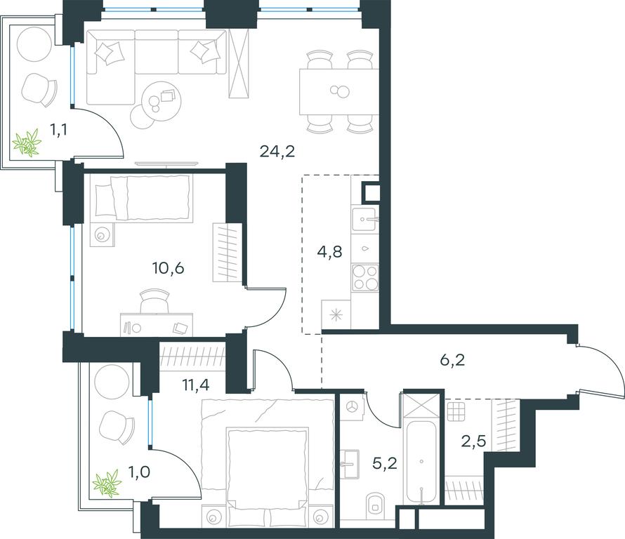 2-BD Apartment Sale, 67平方米 at Level Zvenigorodskaya, 3rd Silikatny Drive, 6к1, Moscow, Russia #1 2-BD Apartment Sale, 67平方米 at Level Zvenigorodskaya, 3rd Silikatny Drive, 6к1, Moscow, Russia #1