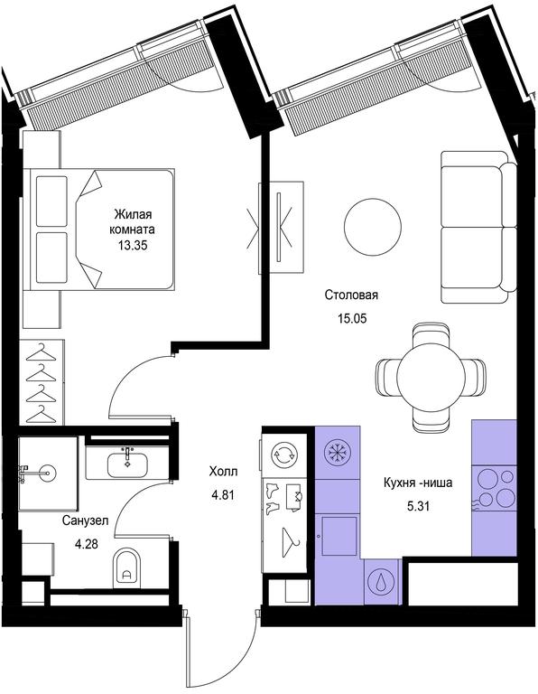 1-BD Apartment Sale, 42.8 sq. m. at Mod, 4th Maryinoy Roschi Street, 12с9, Moscow, Russia #1 1-BD Apartment Sale, 42.8 sq. m. at Mod, 4th Maryinoy Roschi Street, 12с9, Moscow, Russia #1