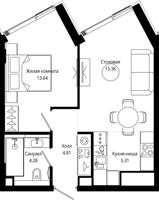 1-BD Apartment Sale, 43.4 sq. m. at Mod, 4th Maryinoy Roschi Street, 12с9, Moscow, Russia #2 1-BD Apartment Sale, 43.4 sq. m. at Mod, 4th Maryinoy Roschi Street, 12с9, Moscow, Russia #2