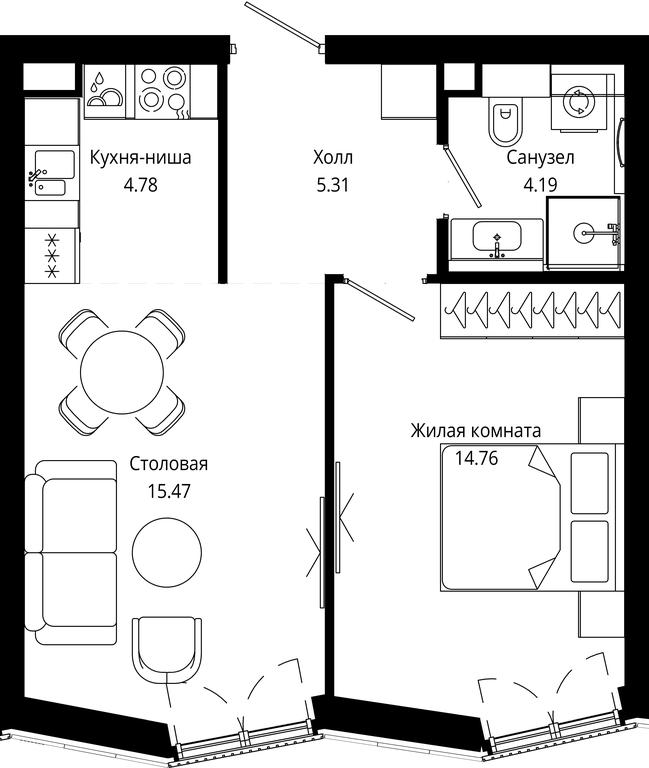 1-BD Apartment Sale, 44.5平方米 at Mod, 4th Maryinoy Roschi Street, 12с9, Moscow, Russia #1 1-BD Apartment Sale, 44.5平方米 at Mod, 4th Maryinoy Roschi Street, 12с9, Moscow, Russia #1
