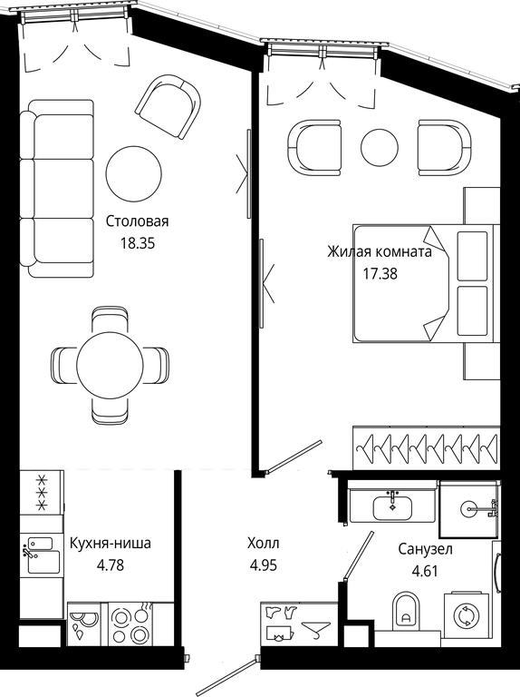 1-BD Apartment Sale, 50.07平方米 at Mod, 4th Maryinoy Roschi Street, 12с9, Moscow, Russia #1 1-BD Apartment Sale, 50.07平方米 at Mod, 4th Maryinoy Roschi Street, 12с9, Moscow, Russia #1