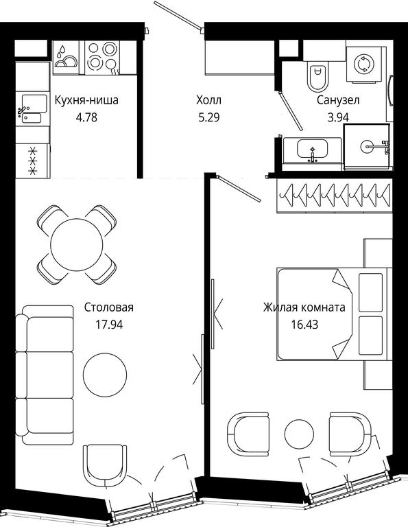 1-BD Apartment Sale, 48.63 sq. m. at Mod, 4th Maryinoy Roschi Street, 12с9, Moscow, Russia #2