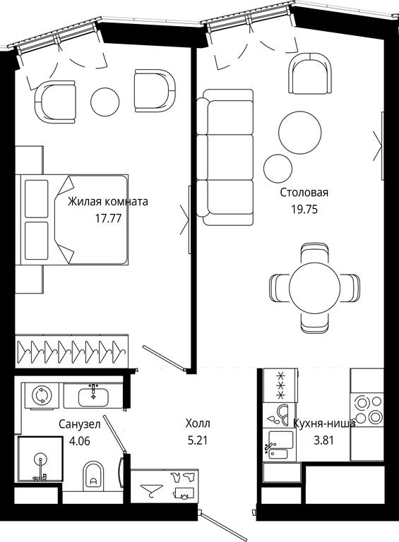 1-BD Apartment Sale, 50.6平方米 at Mod, 4th Maryinoy Roschi Street, 12с9, Moscow, Russia #1
