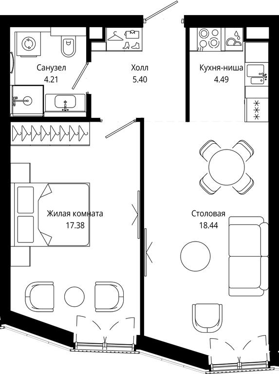 1-BD Apartment Sale, 50.09平方米 at Mod, 4th Maryinoy Roschi Street, 12с9, Moscow, Russia #1 1-BD Apartment Sale, 50.09平方米 at Mod, 4th Maryinoy Roschi Street, 12с9, Moscow, Russia #1