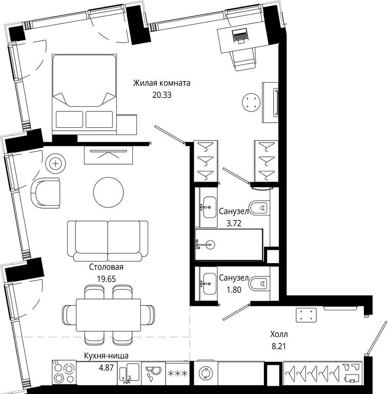 1-BD Apartment Sale, 58.56平方米 at Mod, 4th Maryinoy Roschi Street, 12с9, Moscow, Russia #1 1-BD Apartment Sale, 58.56平方米 at Mod, 4th Maryinoy Roschi Street, 12с9, Moscow, Russia #1