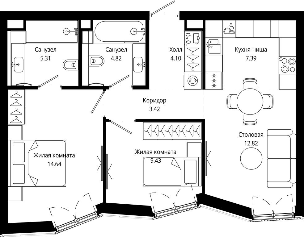 2-BD Apartment Sale, 61.93 sq. m. at Mod, 4th Maryinoy Roschi Street, 12с9, Moscow, Russia #1 2-BD Apartment Sale, 61.93 sq. m. at Mod, 4th Maryinoy Roschi Street, 12с9, Moscow, Russia #1