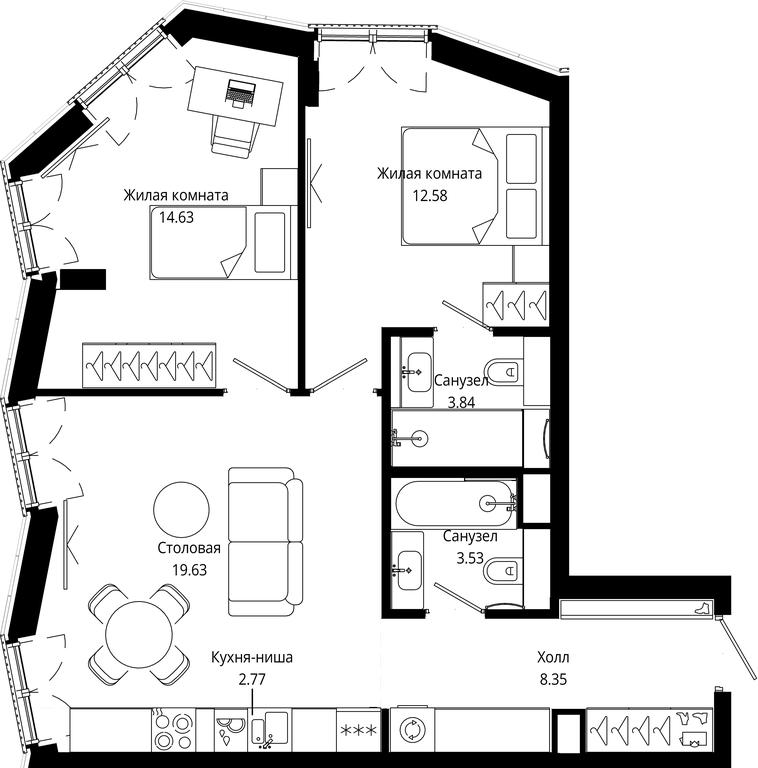 2-BD Apartment Sale, 65.29平方米 at Mod, 4th Maryinoy Roschi Street, 12с9, Moscow, Russia #1 2-BD Apartment Sale, 65.29平方米 at Mod, 4th Maryinoy Roschi Street, 12с9, Moscow, Russia #1