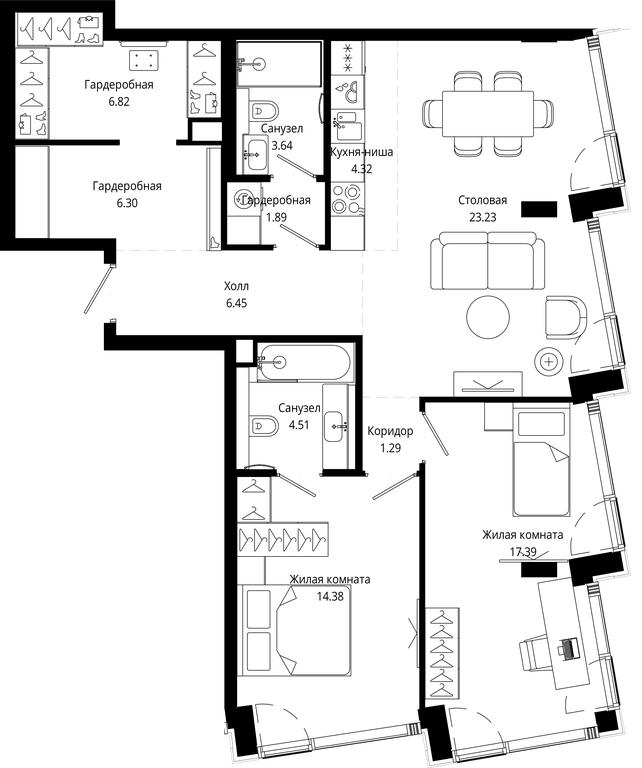 2-BD Apartment Sale, 90.19平方米 at Mod, 4th Maryinoy Roschi Street, 12с9, Moscow, Russia #2