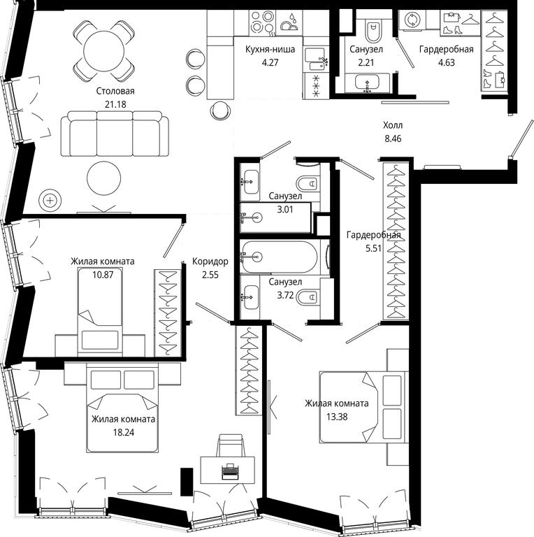 3-BD Apartment Sale, 98.03 sq. m. at Mod, 4th Maryinoy Roschi Street, 12с9, Moscow, Russia #1 3-BD Apartment Sale, 98.03 sq. m. at Mod, 4th Maryinoy Roschi Street, 12с9, Moscow, Russia #1