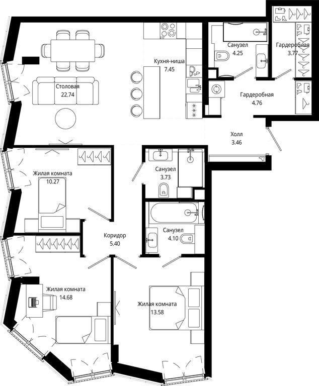 3-BD Apartment Sale, 98.19 sq. m. at Mod, 4th Maryinoy Roschi Street, 12с9, Moscow, Russia #1 3-BD Apartment Sale, 98.19 sq. m. at Mod, 4th Maryinoy Roschi Street, 12с9, Moscow, Russia #1