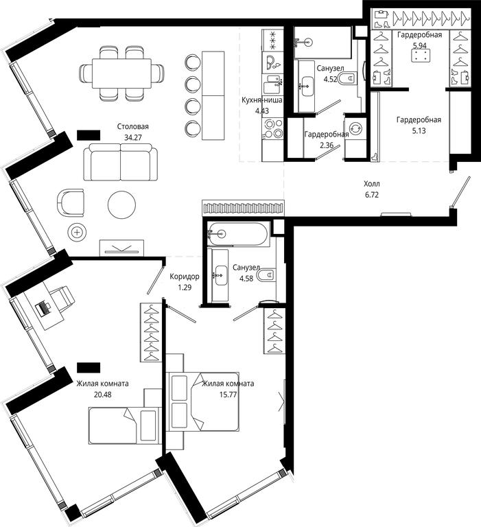 2-BD Apartment Sale, 105.51平方米 at Mod, 4th Maryinoy Roschi Street, 12с9, Moscow, Russia #1 2-BD Apartment Sale, 105.51平方米 at Mod, 4th Maryinoy Roschi Street, 12с9, Moscow, Russia #1