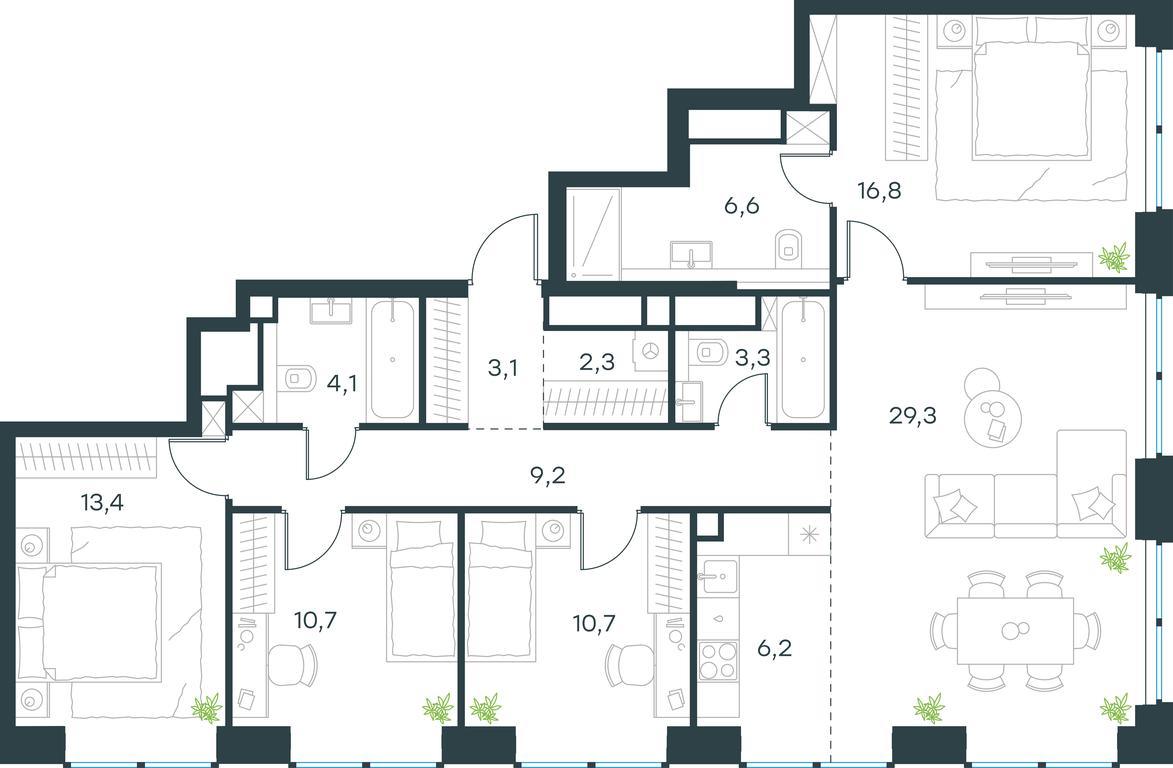 4-BD Apartment Sale, 115.7 sq. m. at Level Zvenigorodskaya, 3rd Silikatny Drive, 6к1, Moscow, Russia #1