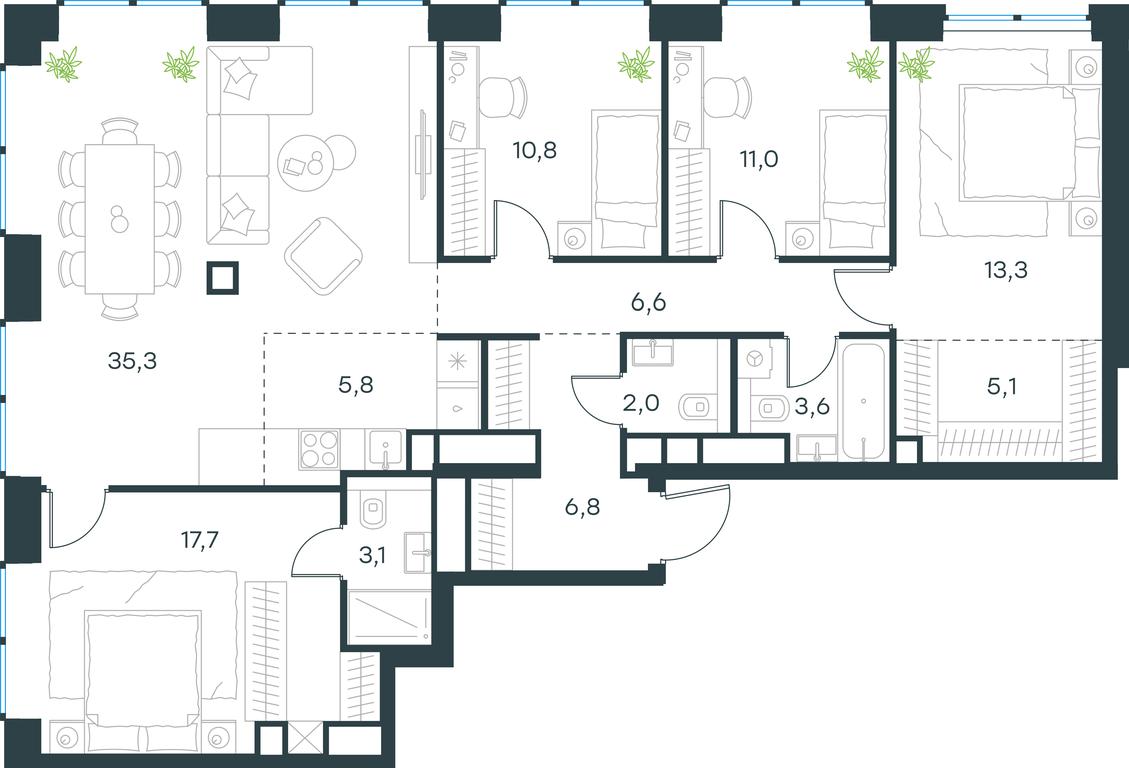 4-BD Apartment Sale, 121.1平方米 at Level Zvenigorodskaya, 3rd Silikatny Drive, 6к1, Moscow, Russia #1 4-BD Apartment Sale, 121.1平方米 at Level Zvenigorodskaya, 3rd Silikatny Drive, 6к1, Moscow, Russia #1