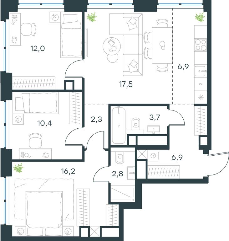 3-BD Apartment Sale, 78.7 sq. m. at Level Zvenigorodskaya, 3rd Silikatny Drive, 6к1, Moscow, Russia #1 3-BD Apartment Sale, 78.7 sq. m. at Level Zvenigorodskaya, 3rd Silikatny Drive, 6к1, Moscow, Russia #1