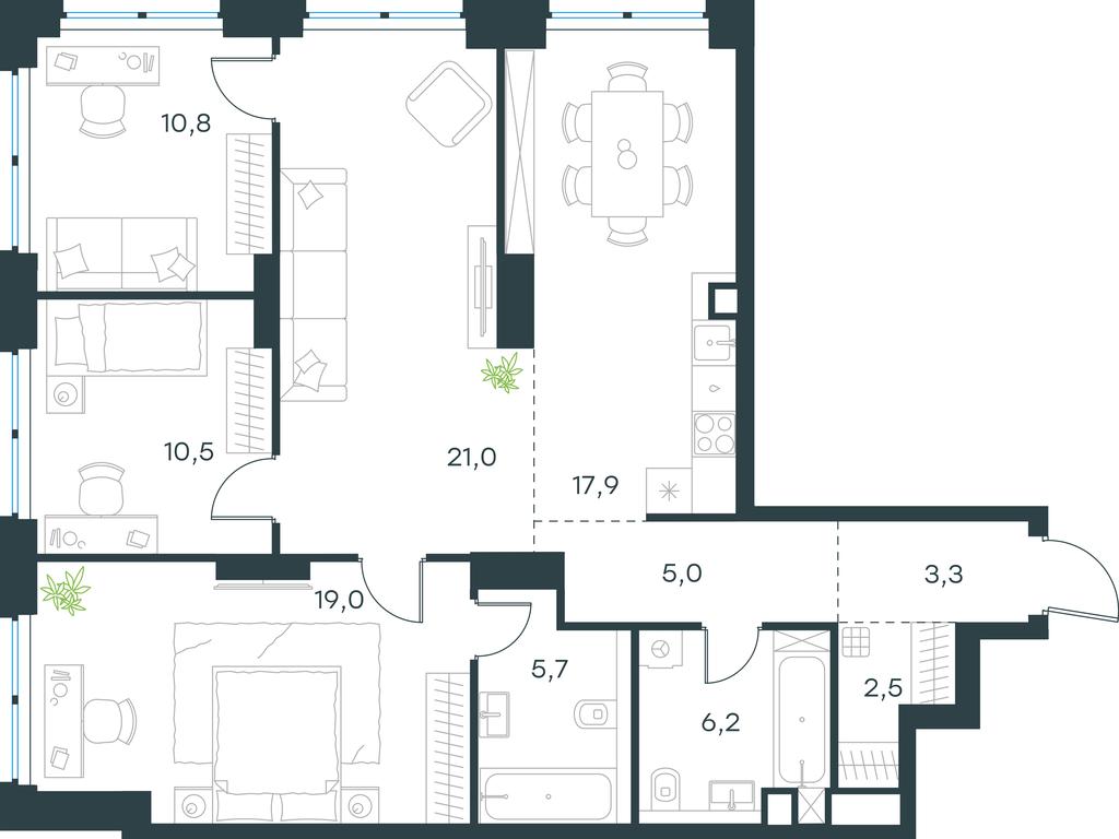 3-BD Apartment Sale, 102 sq. m. at Level Zvenigorodskaya, 3rd Silikatny Drive, 6к1, Moscow, Russia #1 3-BD Apartment Sale, 102 sq. m. at Level Zvenigorodskaya, 3rd Silikatny Drive, 6к1, Moscow, Russia #1
