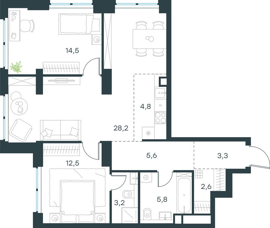 2-BD Apartment Sale, 80.5 sq. m. at Level Zvenigorodskaya, 3rd Silikatny Drive, 6к1, Moscow, Russia #1 2-BD Apartment Sale, 80.5 sq. m. at Level Zvenigorodskaya, 3rd Silikatny Drive, 6к1, Moscow, Russia #1