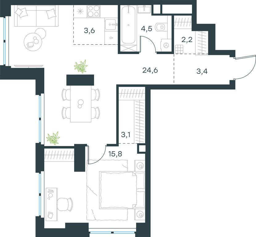 1-BD Apartment Sale, 57.2平方米 at Level Zvenigorodskaya, 3rd Silikatny Drive, 6к1, Moscow, Russia #1 1-BD Apartment Sale, 57.2平方米 at Level Zvenigorodskaya, 3rd Silikatny Drive, 6к1, Moscow, Russia #1