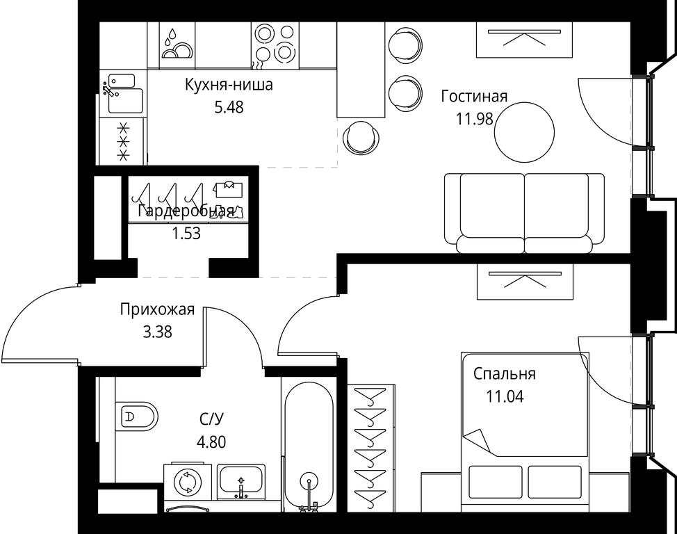 1-BD Apartment Sale, 38.21平方米 at MIRA, Mira Avenue, Moscow, Russia #1 1-BD Apartment Sale, 38.21平方米 at MIRA, Mira Avenue, Moscow, Russia #1