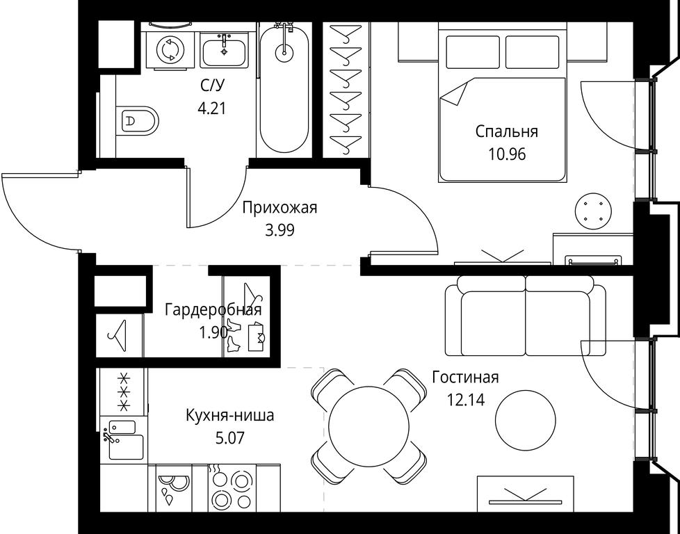1-BD Apartment Sale, 38.27平方米 at MIRA, Mira Avenue, Moscow, Russia #1