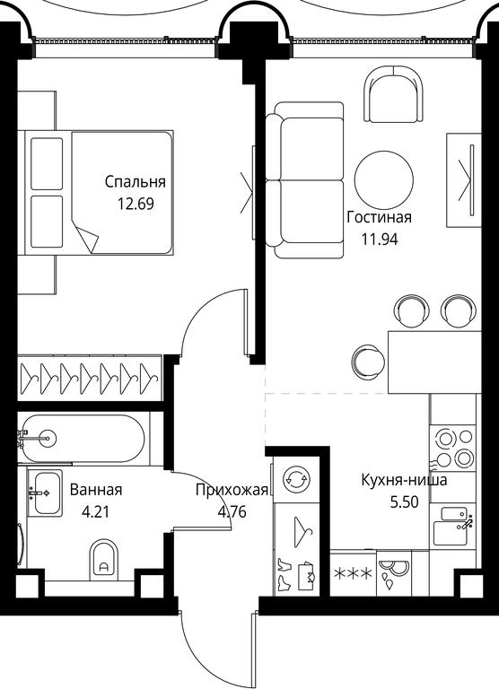 1-BD Apartment Sale, 39.1平方米 at MIRA, Mira Avenue, Moscow, Russia #1 1-BD Apartment Sale, 39.1平方米 at MIRA, Mira Avenue, Moscow, Russia #1