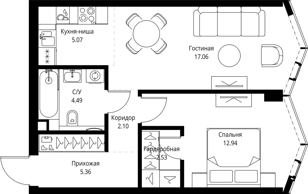 1-BD Apartment Sale, 49.55平方米 at MIRA, Mira Avenue, Moscow, Russia #1 1-BD Apartment Sale, 49.55平方米 at MIRA, Mira Avenue, Moscow, Russia #1